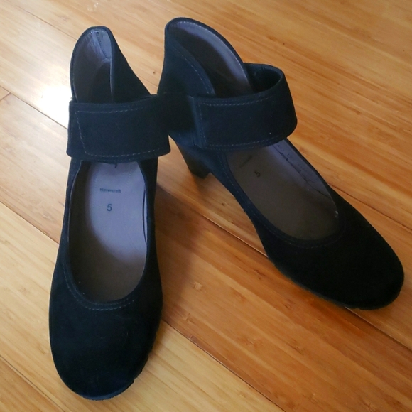 Gabor Black Sue Suede Mary Janes with Heel. Sz 7.5 - Picture 3 of 8